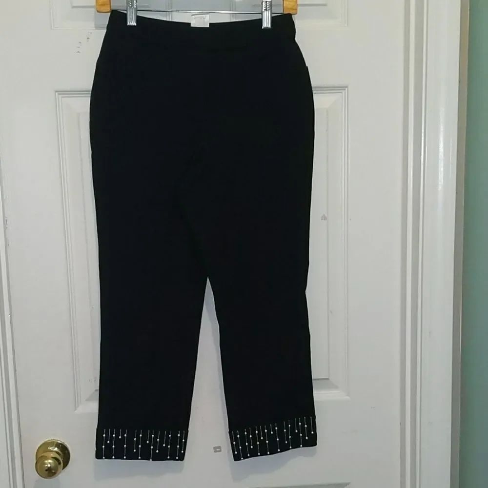 St John Sport black embellished Capri pants Sz 2